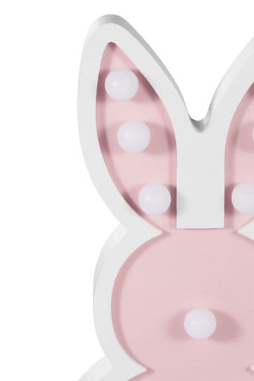 glow Pink Wooden Bunny Table Lamp