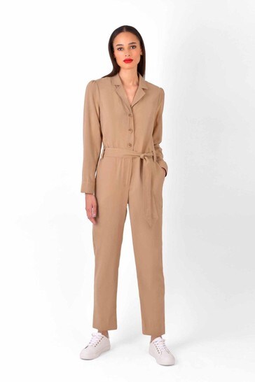 Ro&Zo Natural Twill Tailored Jumpsuit
