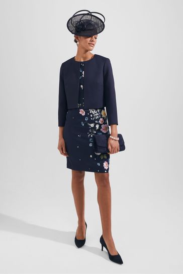 Moira floral embroidered store dress in navy