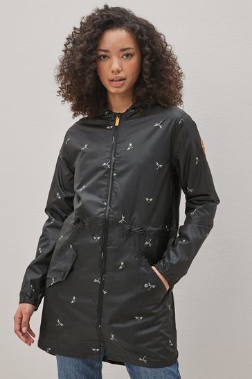 FatFace Black Dragonfly Womens Printed Waterproof Packable Jacket