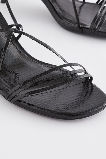 Buy Black Forever Comfort Super Strappy Kitten Heel Sandals from