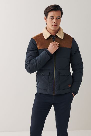 Tan borg collar top cord jacket