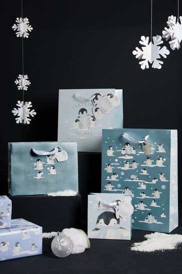 Set of 4 Snowy Penguins Christmas Gift Bags