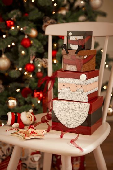 Set of 4 Santa & Friends Christmas Gift Boxes
