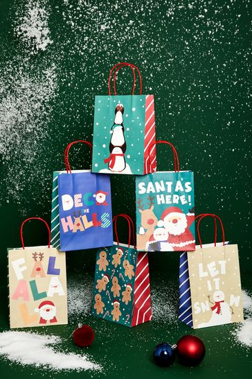 6 Pack Santa & Friends Christmas Gift Bags