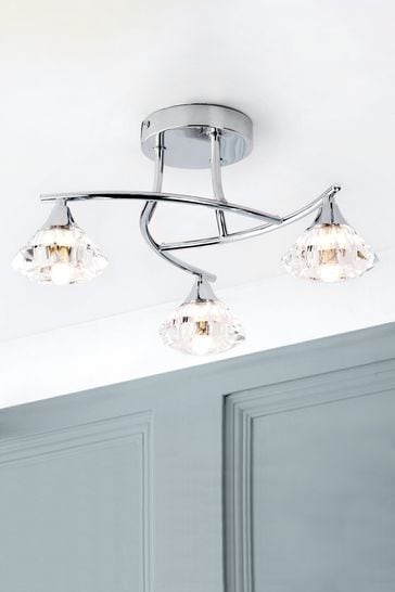 Silver BHS Reena 3 Light Flush Ceiling Light