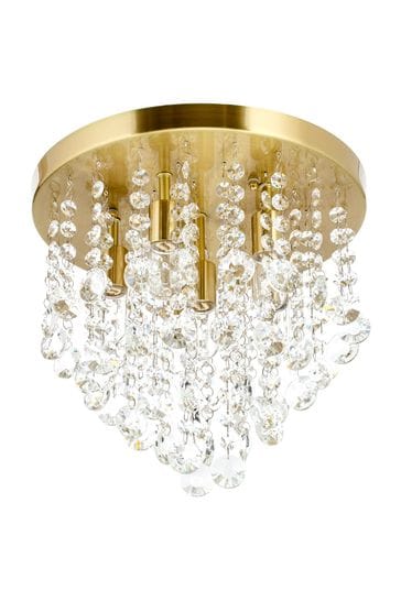 BHS Brass Celeste 6 Light Flush Indoor and Bathroom Ceiling Light