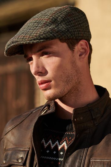 Brown Dogstooth Flat Cap