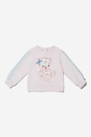 Baby Girls Cotton Branded Sweatshirt in Pink