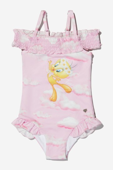 Girls Tweety In The Clouds Swimsuit in Pink