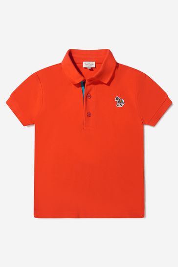 Boys Cotton Logo Polo Shirt in Red