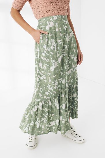 FatFace Green Emine Foraged Floral Maxi Skirt