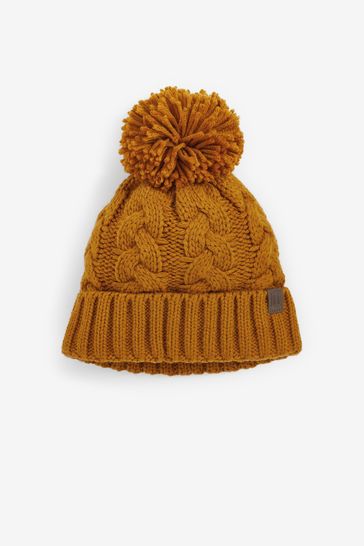 Ochre Yellow Knitted Pom Hat (1-16yrs)