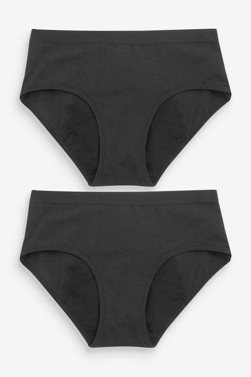 Black Briefs 2 Pack Teen Heavy Flow Period Pants (7-16yrs)