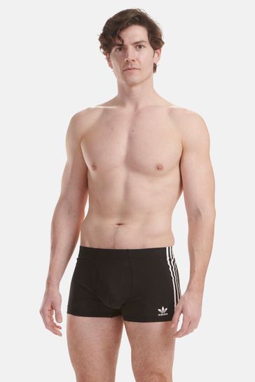 adidas Black Cotton Flex 3 Stripe Black Boxers 3 Pack