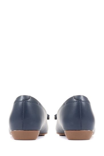 Blue leather flat shoes shop