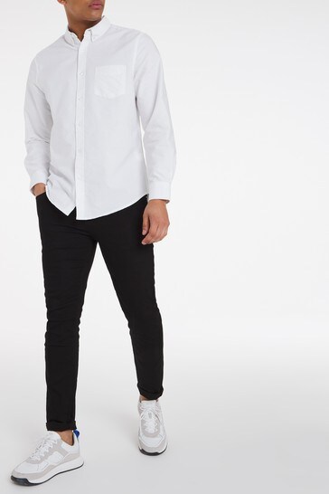 Jacamo White Long Sleeved Oxford Shirt