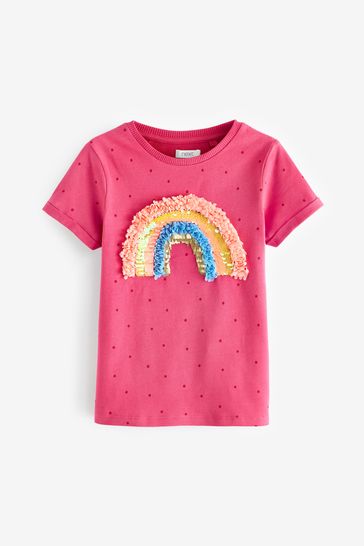 Magenta Pink Confetti Rainbow T-Shirt (3-16yrs)