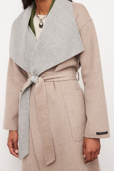 Wide lapel wool-blend coat - Woman