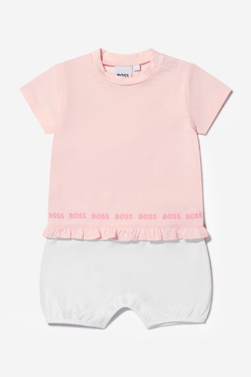 Baby Girls Organic Cotton Romper in Pink