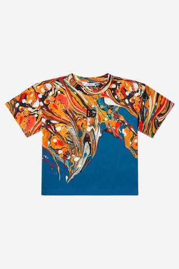 Boys Cotton Marble Print T-Shirt