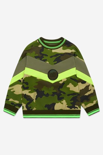 Boys Cotton Camouflage Logo Sweatshirt