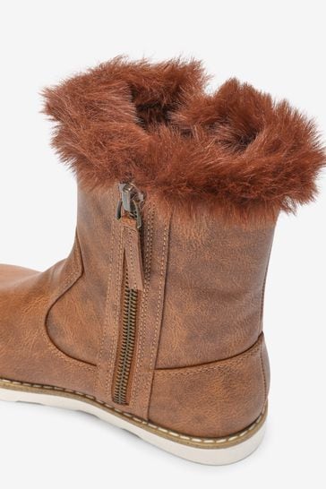 Tan fur top lined boots