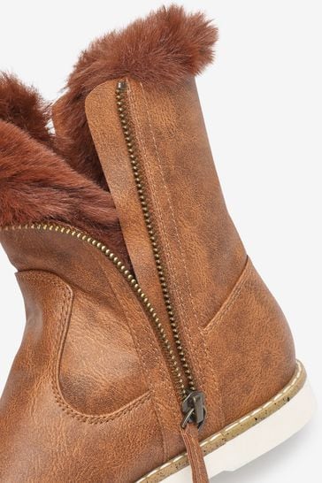 Tan fur lined top boots