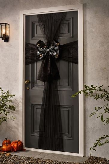 Black Halloween Door Bow