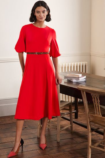 Boden Red Full Skirt Ponte Midi Dress ...