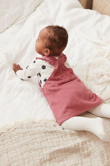 Buy Pink Cord 2 Piece Baby Pinafore Dress And Bodysuit Set 0mths 2yrs from Next Luxembourg