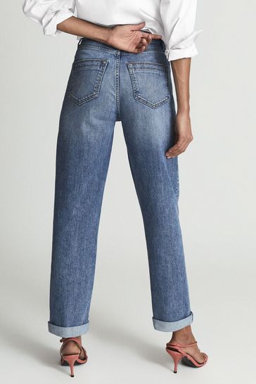 Buy Reiss Mid Blue Bay Slim Straight Cut Ripped Jeans from Next
