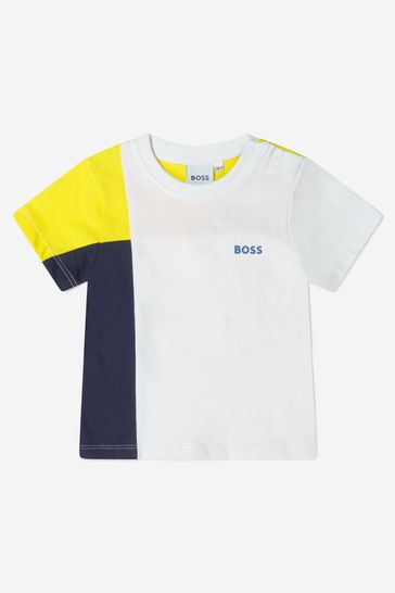 Baby Boys Cotton Jersey Logo T-Shirt in White