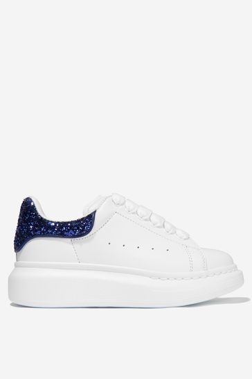 Unisex Leather Lace-Up Trainers in White