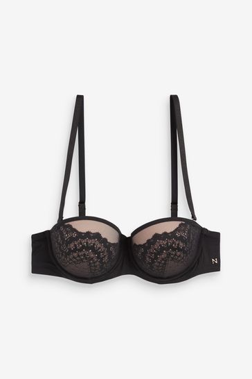 Black lace strapless bra hot sale