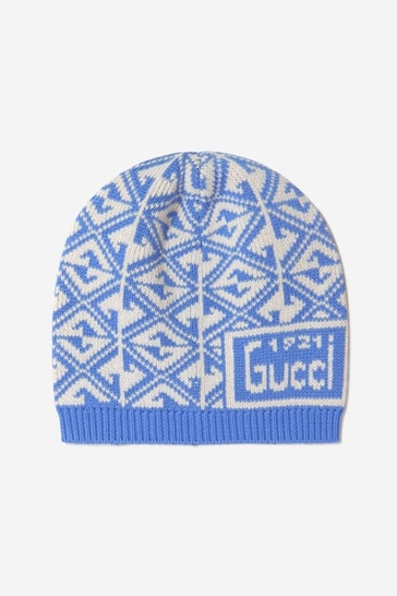 Unisex Cotton And Wool Logo Hat in Blue