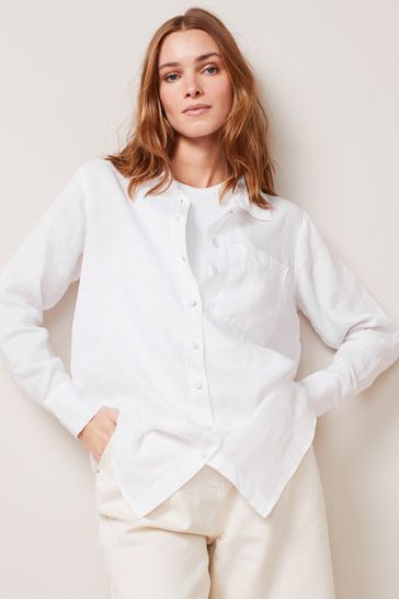 White Linen Longline Shirt