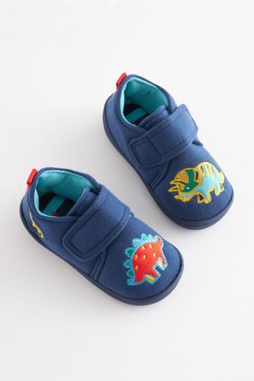 Navy Blue Dino Touch Fastening Cupsole Slippers