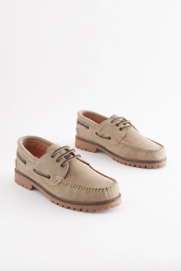 Buy Stone Cream Classic 3 Eye Boat Shoes from Next Netherlands