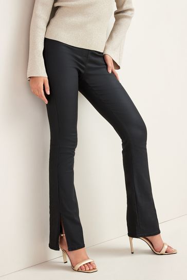 Buy Black Split Hem Coated Flare Jeans from Next Luxembourg