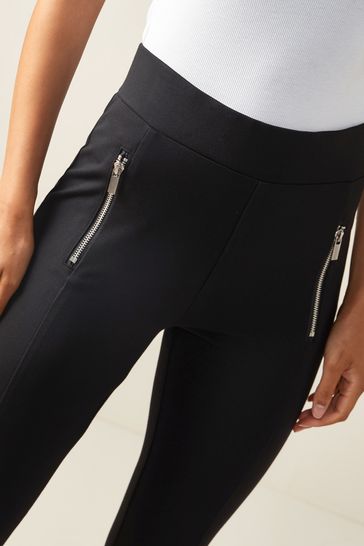 Black outlet zip leggings