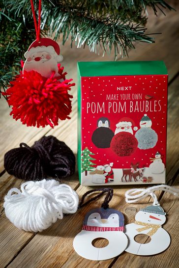 Red Christmas Make your own Pom Pom Bauble Kit
