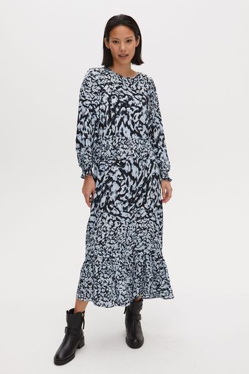 Buy Oliver Bonas Blue Abstract Animal Print Tiered Midi Dress from Next  Lithuania