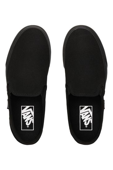 Black slip on vans brown sole hotsell