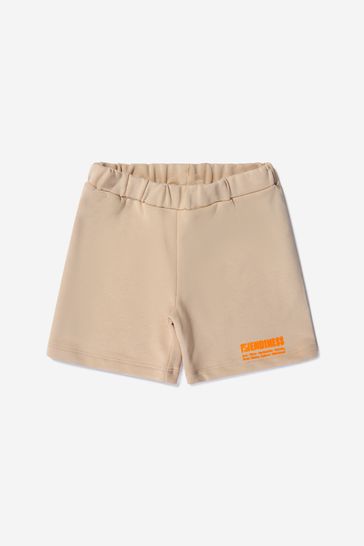 Baby Unisex Cotton Logo Shorts in Beige