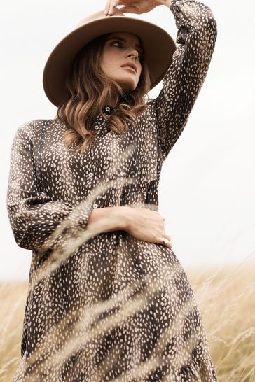 Barbour® Leopard Spot Print Kinglsey Shirt Midi Dress