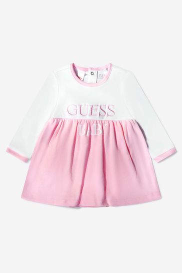 Baby Girls Long Sleeve Bodysuit Dress in Pink