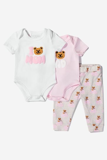 Baby Girls Bodysuit And Pants Set in Pink
