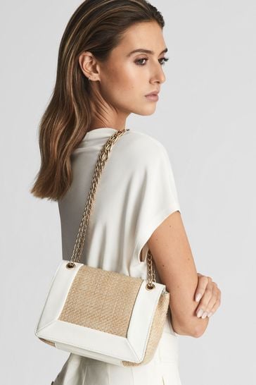 Buy Reiss Off White Alma Bordered Chain Cross Body Bag from Next Ireland