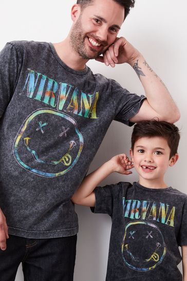 Nirvana Grey Acid Wash Regular Fit License T-Shirt